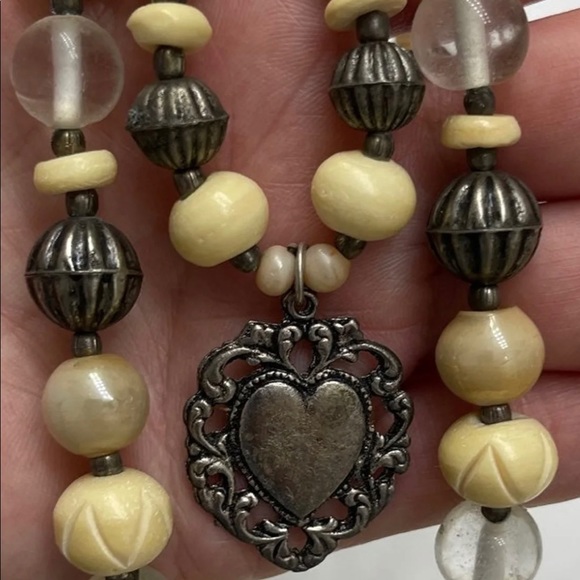 Necklace (Double Strand Beaded/Heart) - Picture 2 of 6